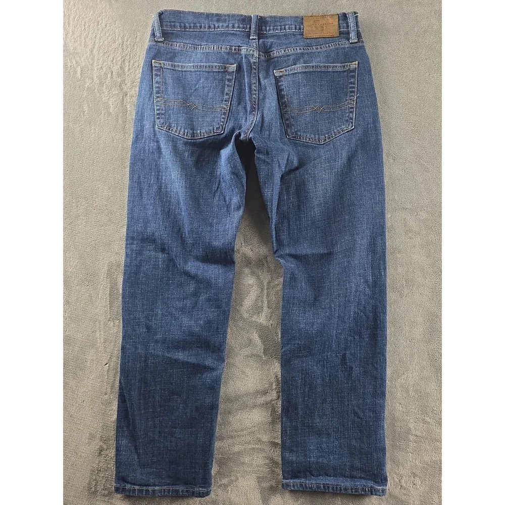 Lucky Brand 221 Straight Blue Jeans Men's Size 33x30 MSR (34×30) Whiskers